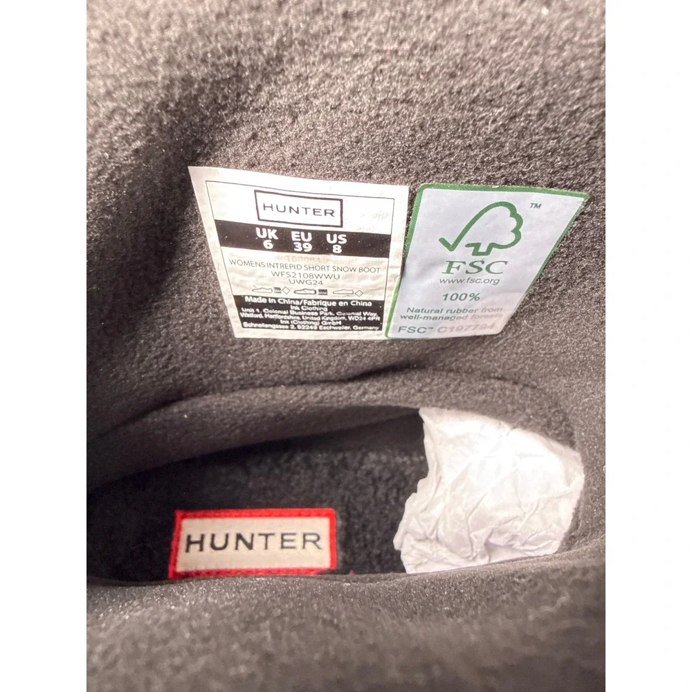 Hunter Intrepid Short Snow Boots Womens 8 Black Waterproof Insulated Puffer